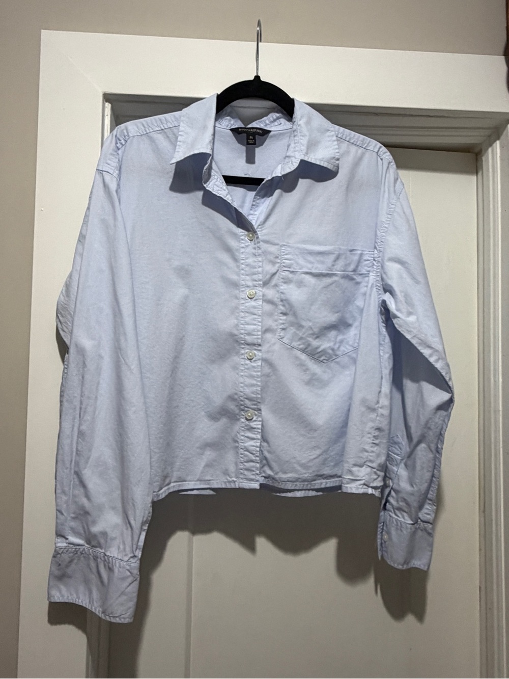 Banana Republic Light Blue Cropped Button-Down Shirt